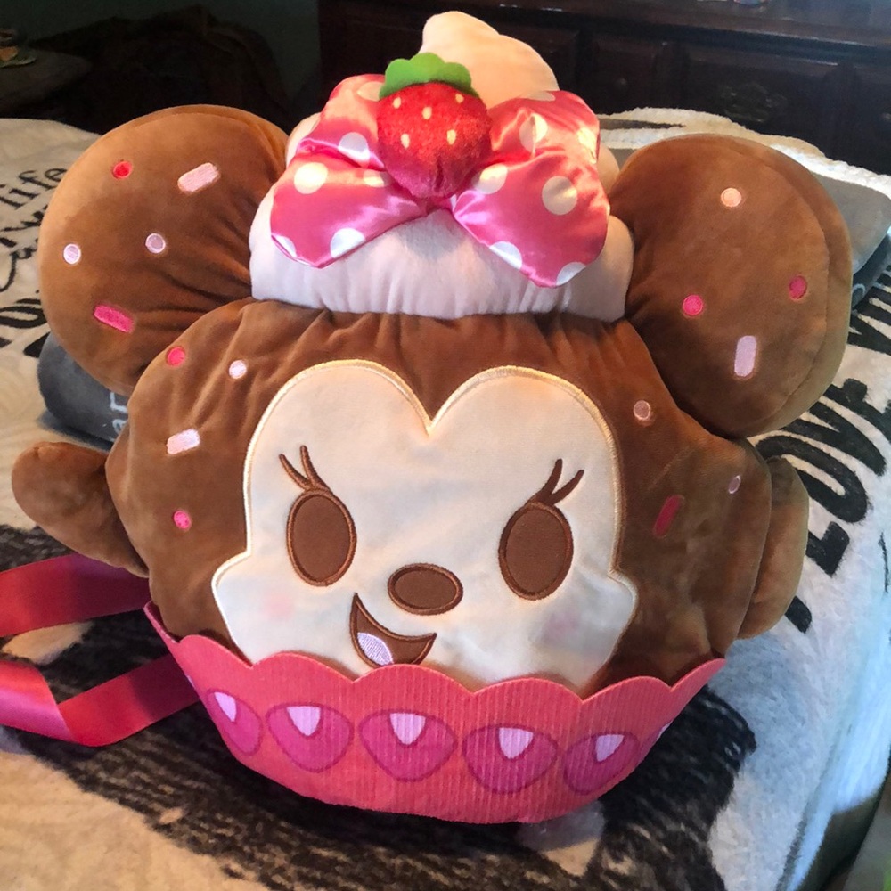 Disney Minnie Mouse Brown Pink Cupcake Plush